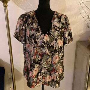 Lauren Ralph Lauren black label metallic blouse size XL NWOT